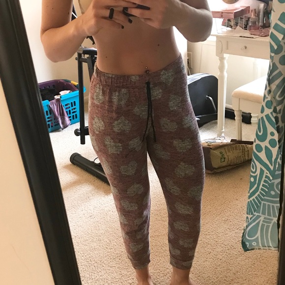 High Waisted Small Women Joggers Sweats Heart Pink - Picture 2 of 3